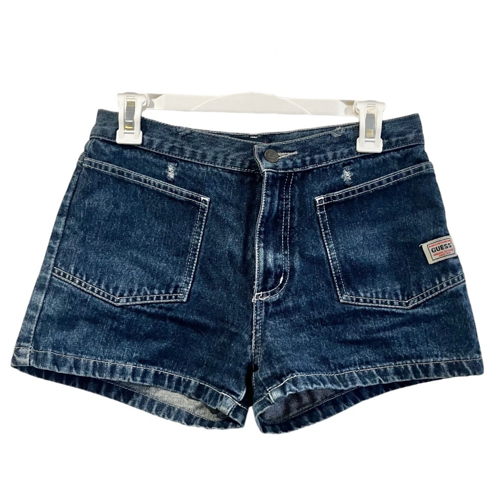 Vintage 90s Guess Blue Denim Jean Shorts Size 29